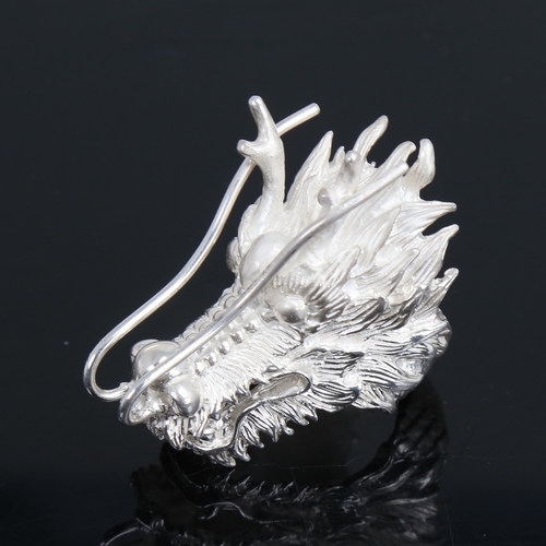 1478 - A large handmade sterling silver figural dragon ring, length 52.4mm, size V, 50.3g