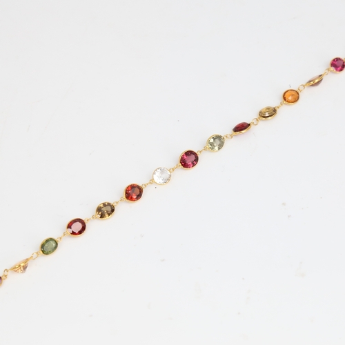 1481 - A modern handmade 14ct gold vari-hue sapphire bracelet, set with oval mixed-cut sapphires, bracelet ... 