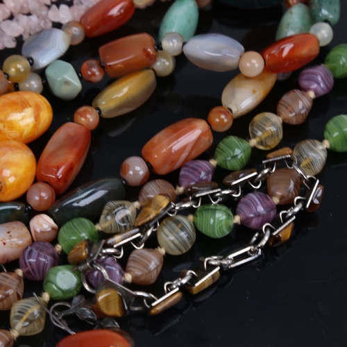 1489 - Various bead necklaces, including amber and carnelian