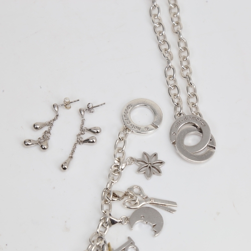 1495 - HOT DIAMONDS - a group of modern sterling silver jewellery, comprising toggle necklace, charm bracel... 