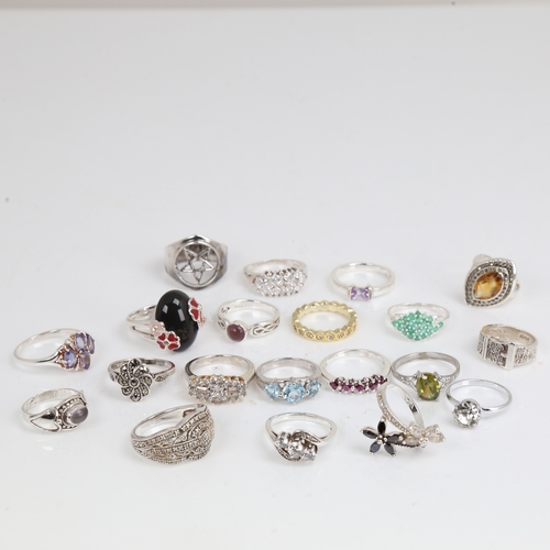 1500 - Various modern silver stone set rings, 81g gross