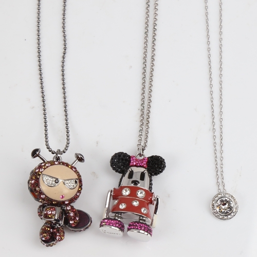 1501 - 3 modern Swarovski pendant necklaces, including Minnie Mouse (3)