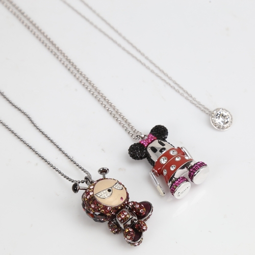 1501 - 3 modern Swarovski pendant necklaces, including Minnie Mouse (3)