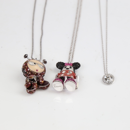 1501 - 3 modern Swarovski pendant necklaces, including Minnie Mouse (3)