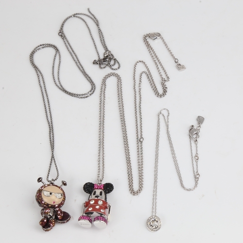 1501 - 3 modern Swarovski pendant necklaces, including Minnie Mouse (3)