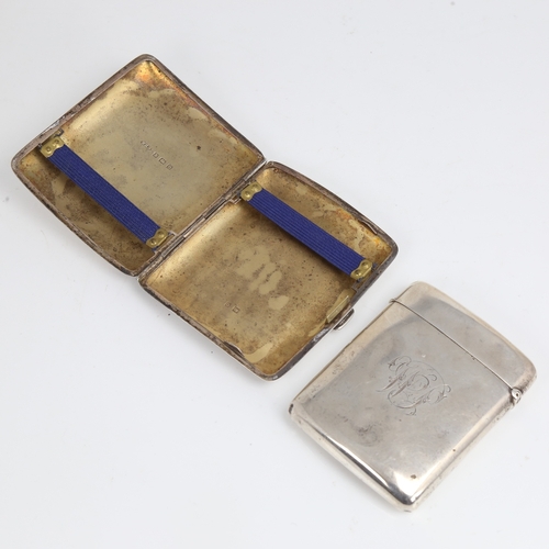 1505 - 2 curved silver cigarette cases, including Victorian example, largest length 8.5cm, 4.7oz total (2)