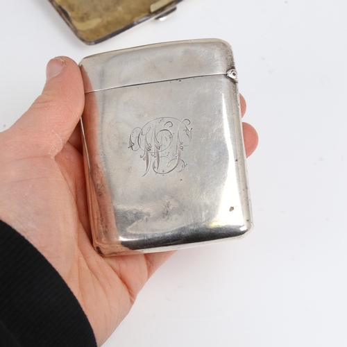 1505 - 2 curved silver cigarette cases, including Victorian example, largest length 8.5cm, 4.7oz total (2)