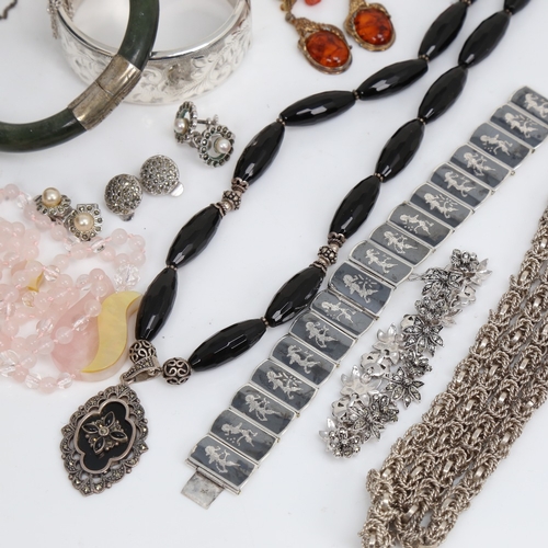 1513 - Various silver and stone set jewellery, approx 362g gross