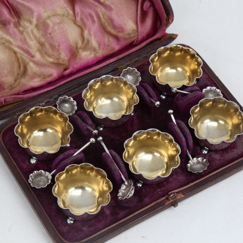 1522 - A Victorian set of 6 silver salt cellar cruets and spoons, by Horace Woodward & Co, hallmarks London... 