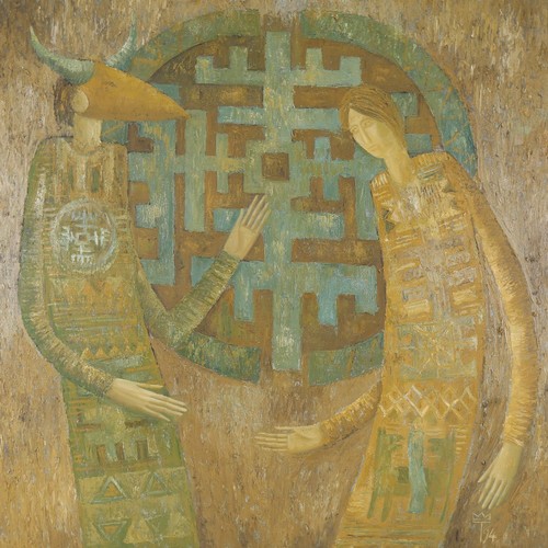 2316 - Timur D'Vatz (1968), Myth about Minatour, oil on board, 1994, detail verso, 39