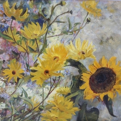 2449 - Vera Colborne, sunflowers, oil on canvas, signed, 25