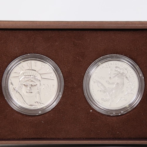 62 - A United States Mint American Eagle 1oz Platinum Proof Two-Coin Set, comprising 2015 One Hundred Dol... 