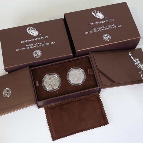 62 - A United States Mint American Eagle 1oz Platinum Proof Two-Coin Set, comprising 2015 One Hundred Dol... 