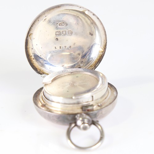 108 - A George V silver sovereign case, plain circular form, by Joseph Walton, hallmarks London 1910, diam... 