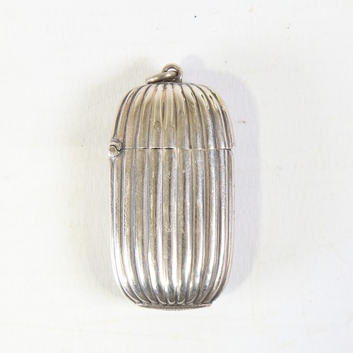 120 - A Victorian fluted silver vesta case, oval form with fluted decoration, by Joseph Fray, hallmarks Ch... 