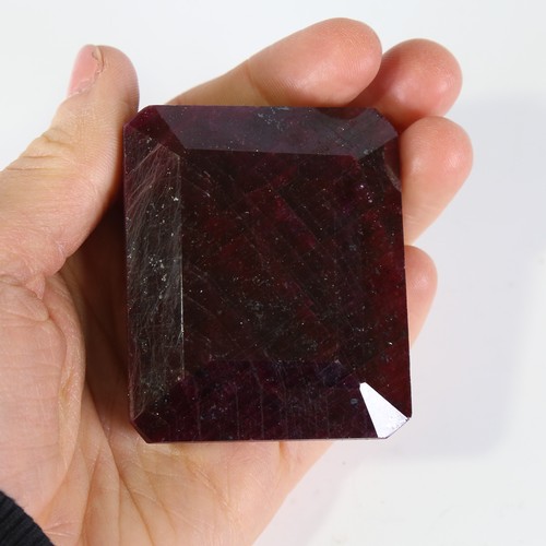 123 - 994ct unmounted rectangular step cut ruby, dimensions 57.00 x 48.00 x 29.22mm, 199.22g, with GLI Gem... 