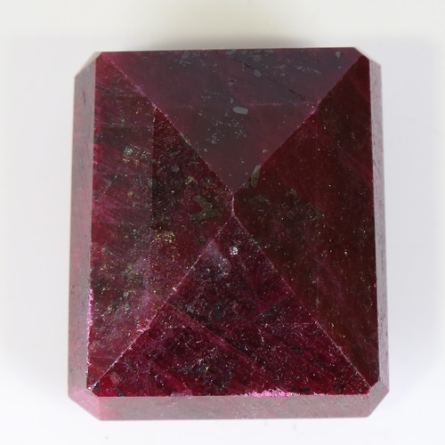 123 - 994ct unmounted rectangular step cut ruby, dimensions 57.00 x 48.00 x 29.22mm, 199.22g, with GLI Gem... 