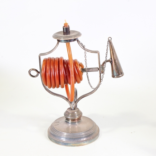 92 - A silver plated wax jack and snuffer, by Israel Freeman & Son, height 17cm