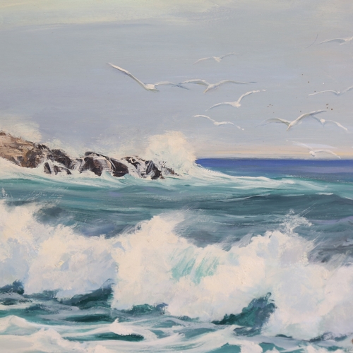 1311 - Sandra Jarvis (American - 1937 - 2007), oil on board, seascape, 20