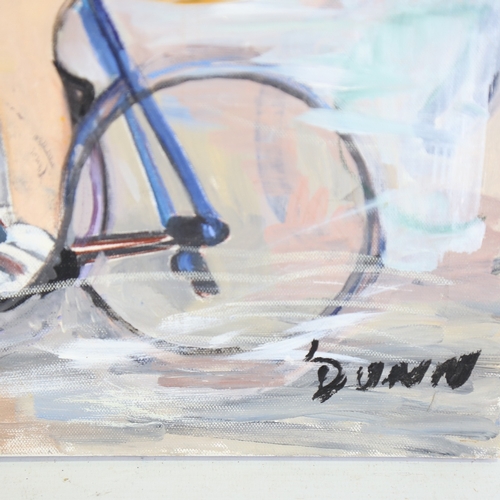 1316 - Lorna Dunn, oil on canvas, cycle race, signed, 18