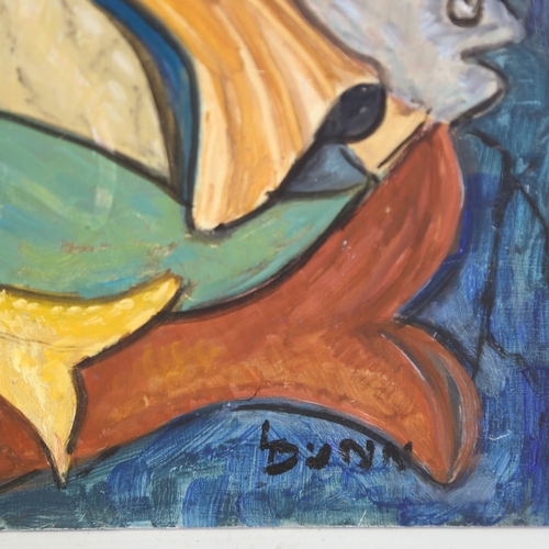 1317 - Lorna Dunn, oil on panel, abstract fish, signed, 16