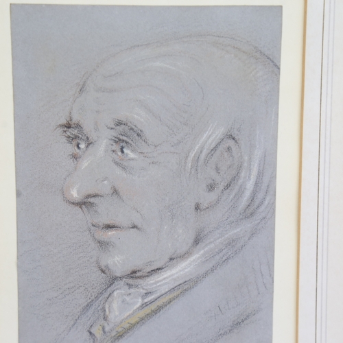 1322 - Rev Walter Sneyd, pastel on grey paper, circa 1839, portrait of a man, signed with monogram, 7.5