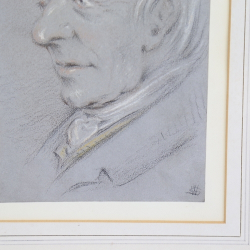 1322 - Rev Walter Sneyd, pastel on grey paper, circa 1839, portrait of a man, signed with monogram, 7.5