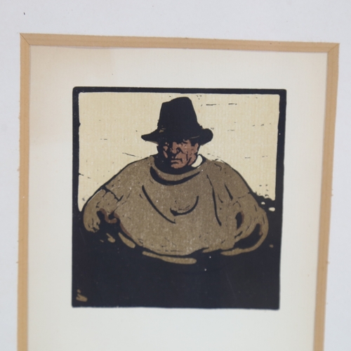 1327 - William Nicholson, woodcut, the fisherman 1897, and James Pryde, lithograph, portrait of Nicholson, ... 