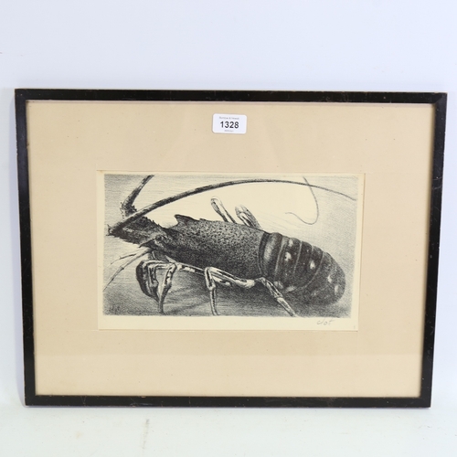 1328 - R Clot, lithograph, lobster, circa 1940s, image 6.5