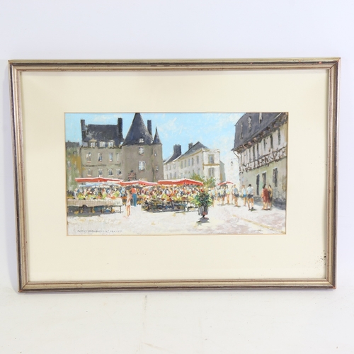 1338 - Harvey, coloured pastels, street market Napoleonville, signed, 9.5