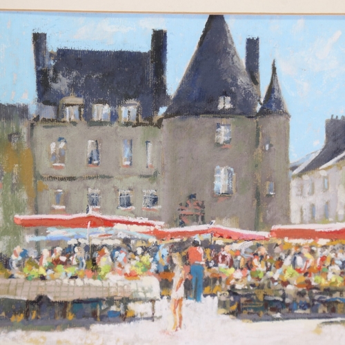 1338 - Harvey, coloured pastels, street market Napoleonville, signed, 9.5