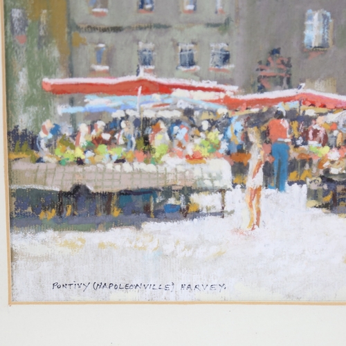 1338 - Harvey, coloured pastels, street market Napoleonville, signed, 9.5