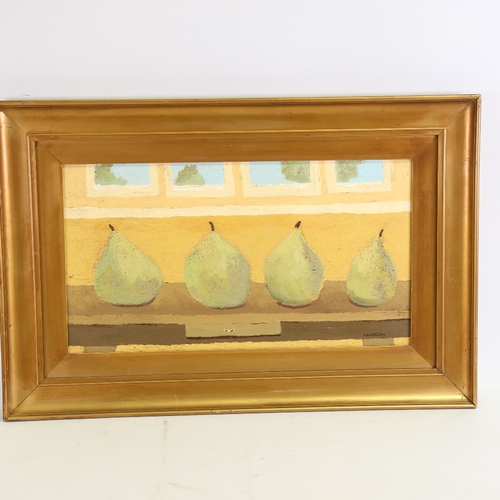 1354 - Carol Maddison, contemporary oil on board, 4 pears, 10