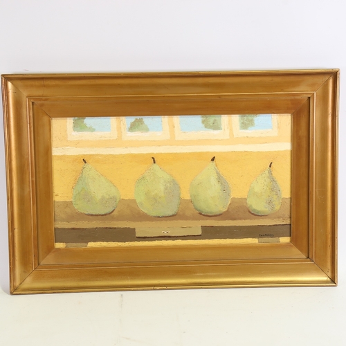 1354 - Carol Maddison, contemporary oil on board, 4 pears, 10