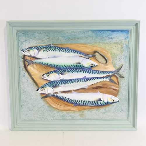 1361 - Clive Fredriksson, oil on board, mackerel, 20