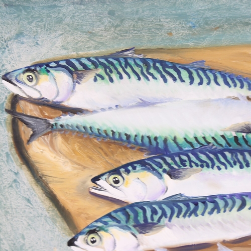 1361 - Clive Fredriksson, oil on board, mackerel, 20