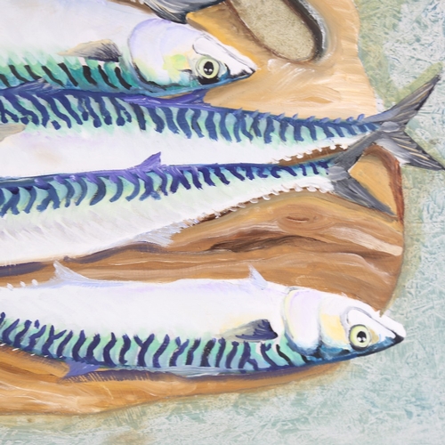 1361 - Clive Fredriksson, oil on board, mackerel, 20