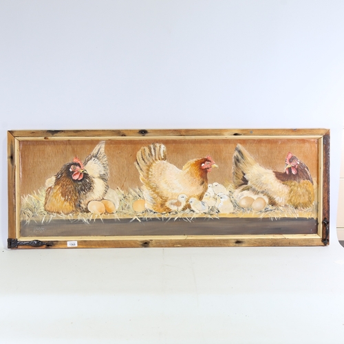 1365 - Clive Fredriksson, oil on board, poultry, overall frame dimensions 17.5