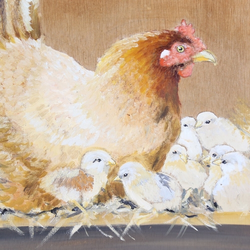 1365 - Clive Fredriksson, oil on board, poultry, overall frame dimensions 17.5