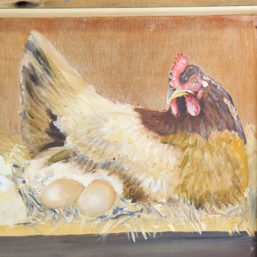 1365 - Clive Fredriksson, oil on board, poultry, overall frame dimensions 17.5