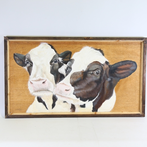 1366 - Clive Fredriksson, oil on board, cattle, 24