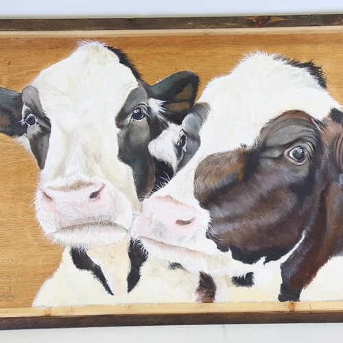 1366 - Clive Fredriksson, oil on board, cattle, 24