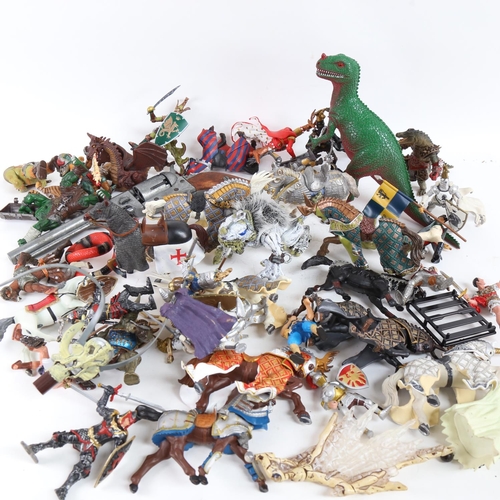 105 - Quantity of various plastic toys, mostly knights on horseback (boxful)