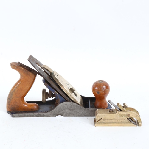 106 - A Vintage brass-mounted WS woodworking smoothing plane, and a small Patsy no. 75 brass plane (2)