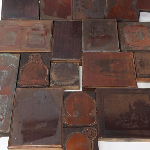 136 - A group of clock related copper printing blocks (boxful)