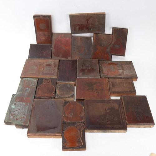 136 - A group of clock related copper printing blocks (boxful)