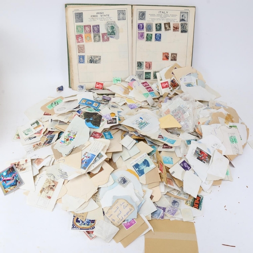 140 - A quantity of loose postage stamps, Royal illustrated stamp album etc (boxful)