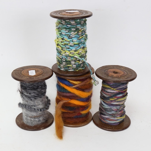 164 - 4 large Antique French Coutier Villeurbanne silk thread wood spools, height 11cm (4)