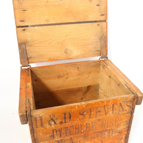 69 - A Vintage H & D Stevens of Surrey pine egg crate, W40cm, H30cm, D30cm