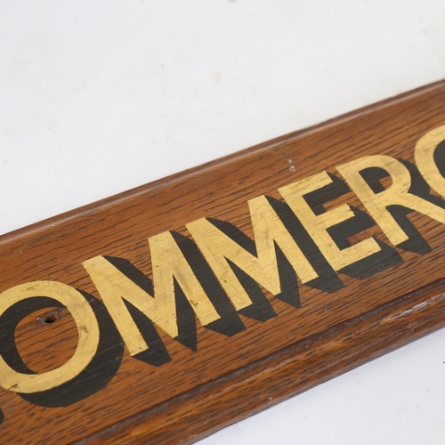 75 - A painted and gilded oak Commerce and Technology wall-mounted sign, 13cm x 92cm